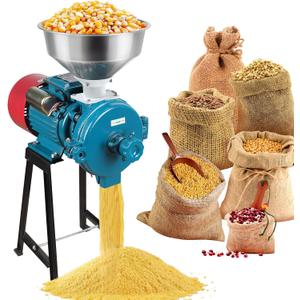 Snowtaros Electric Grain Mill Grinder 3000W 110V, Commercial Corn Grinder with Funnel, Dry Feed Grain Mill Machine, Thickness Adjustable, Powder Grinder for Grain Corn Rice Herbs Pepper (Dry Use)