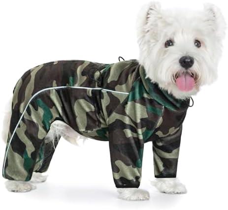 Fleece Dog Coat for Small Medium Dog,Pullover Pajamas Jumpsuit Bodysuit Puppy Coats with Legs, Pet Windproof Warm Cold Weather Jacket Full Body Vest Cozy Snowsuit Outfit Clothes (Camo, S)