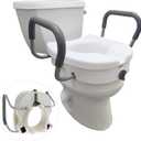 Carex E-Z Lock Toilet Seat and Safety Frame Combo Pack, 5-Inch Height Lift Seat Riser for Elderly and Handicap, Commode Chair For Elderly - Fits and Locks to Round or Elongated Toilets