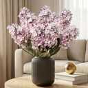 Ttranewsoo Fake Hydrangea Silk Flowers with Stems,Faux Hydrangea Artificial Flowers Purple for Home Wedding,Dried Hydrangea Artificial Flowers Bouquet Vase Decor 24"Light Purple  8pcs No Vase