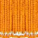 6 Pcs 5 Ft Artificial Marigold Flowers Garland, Dia de Los Muertos Faux Garlands Diwali Decoration with Pendant Bell for Indian American Wedding Party Mantle Decor (Orange)