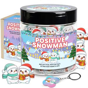 Positive Snowman Jar, 60 Positive Notes Snowman Jar, Stress Relief Gift, Stocking Stuffers for Kids, Gag Gifts Funny Adult, Christmas Gifts for Women Trendy, Gift for Friends