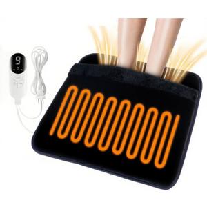 Electric Foot Warmer Mat Heating Pads with Fast Dual-Side Heated Technology, 6-Layers Heater Retention Fabric, 3 Timer Settings&9 Heat Levels, Birthday Gift for Men/Women Feet, 22"20" Black