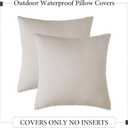 Set of 2 Outdoor Waterproof Throw Pillow Covers Spring Decorative Farmhouse Linen Pillowcases Solid Cushion Cases for Patio Tent Balcony Couch Sofa Living Room Beige 20x20 Inch