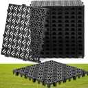 15 Pcs 15.7 x 15.7 in Heavy Duty Ground Protection Mats Drive on Lawn Grates Grid Parking Pavers, Drain Interlocking Non-Slip Floor Mat, 6613 lb Load for Stone Grass Grid Permeable (Black)