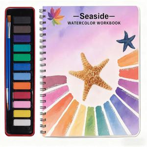 Watercolor Workbooks, Beginner Watercolor Painting Kit 12 Colors Paint Set with Brush Perfect for Gifting to Spark Creativity & Joy for Teens & AdultsSeaside