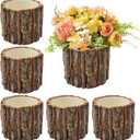 6pcs Wood Vases Rustic Centerpiece,Vintage Wooden Planter Pots for Centerpieces Woodland Party Wedding Table Living Room Shelf Decor