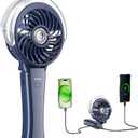 HandFan 4000mAh Upgraded Handheld Misting Fan, 50ml Water Tank, Rechargeable Personal Mister Fan Portable AC, Spray Water Mist Fans, Foldable Cooling Ice Fans for Beach Travel Outdoors(Royal Blue)