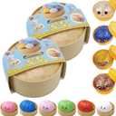 Dumpling Squishy Mystery Box, Glitter Dumpling, Dumplings Style Stress Balls for Adults and Kids, Cute Steamer Basket Design with Squeezable Bun Stress Relief Fidget Toys (2 PCS)