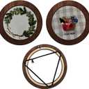 3 Sets Solid Wood Embroidery Frames with Bamboo Hoops, 8 Inch Round Embroidery Display Frame Set for Finished Cross Stitch and DIY Art Craft Sewing Ornaments (Brown)