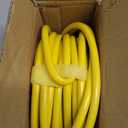 POWGRN 50 ft 12/3 Outdoor Extension Cord Waterproof Heavy Duty with Lighted Indicator End 12 Gauge 3 Prong, Flexible Cold-Resistant Long Power Cord Outside, 15Amp 1875W SJTW Yellow ETL Listed