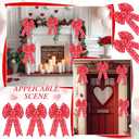 Zeyune 10 Pcs Mother's Day Wreath Bows Large Red Tree Topper Bow Heart Premade Ornament for Mother's Day Wreath Decorative for Spring Wedding Birthday Party Indoor Outdoor Home Decor