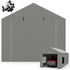 Carport Canopy Replacement Zipper Door Fits 12x20 FT Carport, Waterproof & UV Protected, Easy Assembly with Ball Bungees, Grey (Door Panel Only, 1 Pack)
