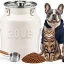 Stainless Steel Dog Food Storage Container 20 lb, Painted Bin with Locking Buckle Lid, Carry Handle, Scoop and Load-Bearing Bottom, Dog Food Storage Can (20, Pounds)
