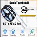 Caulk Tape 0.3" x 40' - White Waterproof Caulking Strip Peel and Stick Tape Roll for Shower Bathtub Bathroom Toilet