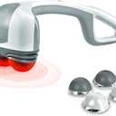 Homedics Back Massager - Heated Automatic Percussion Back, Body and Neck Massager with Duel Pivoting Heads, Interchangeable Nodes, for Shoulders, Legs and Feet, White (1 Count (Pack of 1))