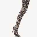 NEWBELLA Women's Over Knee High Boots - Leopard Print Stiletto Heels Pointed Toe Side Zipper for Fall Winter 8