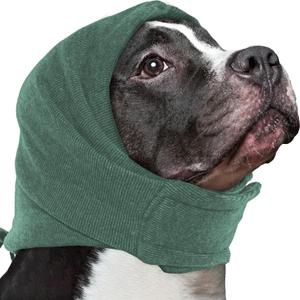 Nanaki Soft Dog Calming Hoodie Anxiety Relief Dog Ear Muffs Noise Protection Doggy Head Wrap Hematoma Fireworks Doggy Ear Cover for Bath Blow Drying Pet Head Cover Noise Cancelling Sleep Help Headband (S(Head Girth:10.6"-15.7"), Green)