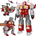Transforming Toys - Dinosaur Robot Action Figures - Magnetic Assembling Robot Toys for Kids All-in-One Design Transforming Animals, Robots, Military Base Including Battle Guns, Cars, Airplane Models