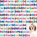 Tondiamo 100 Pack Tie Dye Dog Hair Bows for Dogs Spring Dog Hair Bows with Rubber Bands Puppy Rhinestone Grooming Dog Hair Accessories for Small Girl Dogs
