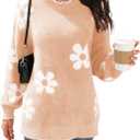 Women's Oversized Fuzzy Sweaters Long Sleeve Crew Neck Knit Soft Pullover Chunky Casual Fall Loose Jumper Top (Pink, XL)
