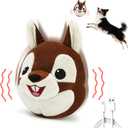 Interactive Dog Toys - Auto Bounce, Move & Vibrate with Sound, Talking Squirrel Puppy Toy for Small Medium Large Dogs, Rechargeable Durable Toy for Anxiety Relief, Boredom & Indoor Play