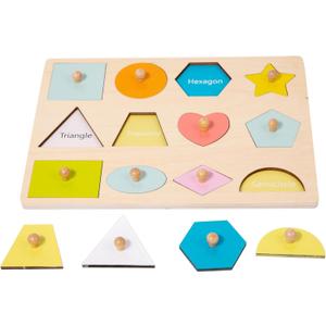 Adena Montessori Wooden Cognition Knob Puzzles Baby & Toddler Development Toy