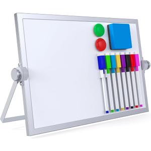 Small Dry Erase White Board, Magnetic Desktop Whiteboard with Stand, Dry Eease Board Mini Easel Double Sided on Table Top with Holder for Kids Drawing, Teacher Instruction (12"W x 7.9"H)