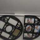 MKUN 2Pack of 4x6 Wall Photo Collage Frames - Round Circular Circle Wall Hanging Picture Collage Frame with Leaf Decoration, 5- Opening (Black)