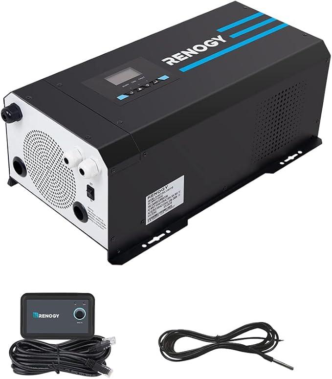 Renogy 2000w Pure Sine Wave Inverter Charger 12V DC to 120V AC Surge 6000w
Off-Grid Solar Inverter Charger for RV Boat Home with LCD Display, Auto Transfer Switch, Compatible with Lithium Battery