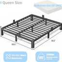 10 inch Queen Bed Frame with Round Corner Legs and Headboard Hole Mattress Slide Stopper Low Profile Heavy Duty Metal Platform,Steel Slats Support,No Box Spring Needed,Easy Assembly,Noise Free