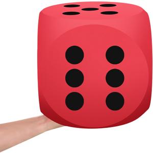 Shappy 7.9 Inches Foam Dice Fun Filled Large Educational Toy Kawaii Giant Dice Jumbo Decorative EVA Foam Big Square Building Blocks for Board Game Learning Sessions(1 Pc,Red)