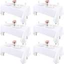 Kesfey 6 Packs White Table Cloths Rectangle 60 x102 inch High Density Washable Polyester Fabric White Tablecloths for 6 Foot Tables Rectangle Wrinkle Resistant Tablecloth for Parties Wedding Banquet