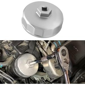 Heavy Duty 74mm 14 Flutes Oil Filter Wrench, Oil Filter Tool, 3/8" Square Drive Oil Filter Removel Tools, Oil Housing Cap Socket Remover Compatible with Toyota Porsche Audi Mazda Tribute