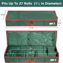 HOLDN STORAGE Premium Wrapping Paper Storage Container - Durable 600D Tear-Proof, Fits 27 Rolls Gift Wrap, Extra Pockets for Ribbons & Bows, Underbed Storage - Ideal for Holiday Christmas, Green