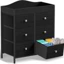 BOLUO Black Changing Table Dresser with 6 Fabric Drawers, Baby Dresser with Changing Table Top Diaper Changing Station with Storage for Nursery Modern