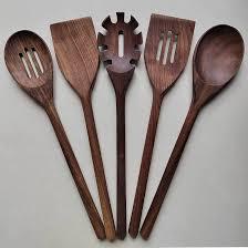 5pcs Black Walnut Wooden Cooking Utensils - 14" Long Handle Spoons, Crafting Set