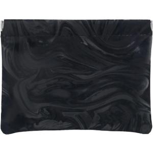 PU Leather Makeup Pouch Set for Women Small Make Up Bag for Purse Waterproof Initial Makeup Cosmetic Bags Pouches for Purse Aesthetic Travel Toiletry Bag,Elegant Wave Black