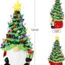 ORIENTAL CHERRY Christmas Decorations - 12 Lighted Up Gnomes Ceramic Christmas Tree with 46 Multicolored Lights - Small Mini Prelit Xmas Holiday Decor for Tabletop Home Room Table Fireplace Office