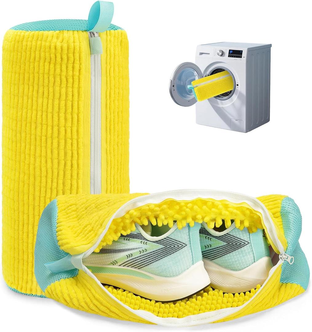 Shoe Washing Machine Bag Laundry Shoe Bag for Washer and Dryer Reusable 2pc Shoe Cleaning Bags for Sneakers 360 Deep Cleaning Machine for All Shoes Types With Self-locking Zipper
