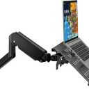 WALI Laptop Wall Mount, Single Monitor Arm for 17" Notebook and Up to 32" Screen, Full Motion Adjustable Monitor Wall Mount with Laptop Tray, VESA 75x75/100x100, Up to 15.4-22 Lbs (GSWM001LP), Black