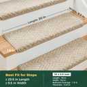MBIGM Bullnose Non-Slip Stair Treads w/Reusable Adhesive 14 Pack 9.5" x 30" Wooden Steps Protection - TPU Backing with Steel Reinforcement - Anti-Slip Solution Basketweave Beige Non Slip Stair Tread