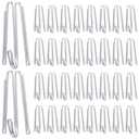Blulu Pleat Hooks Stainless Steel Curtain Hooks Drapery Clasp and Pin 4 Prongs Pinch Pleat Tools Clips for Window, Shower Curtain(60 Pcs)
