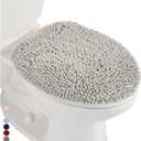 GORILLA GRIP Soft Chenille Bathroom Toilet Lid Cover, Machine Washable Seat Covers, 19.5x18.5, Stays in Place Rubber Backing, Fits Most Round, Elongated and Oblong Lids, Accessories Decor, Light Gray