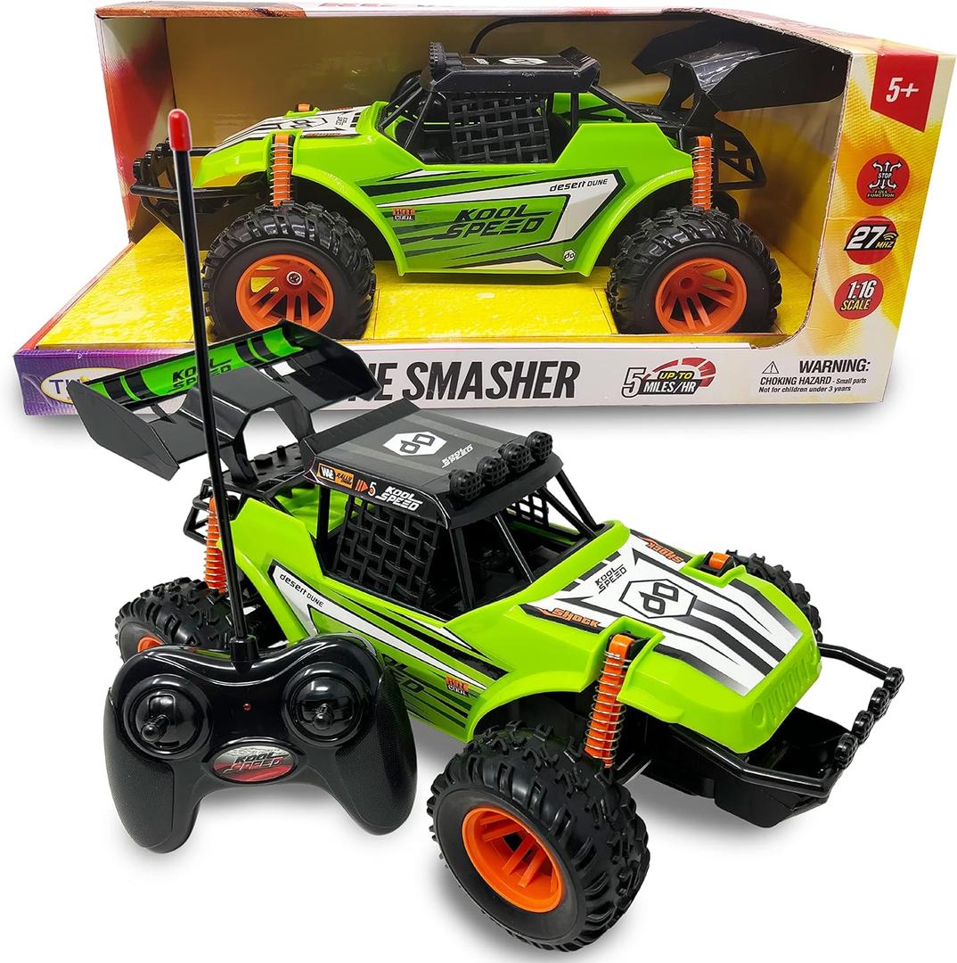 Nature Bound RC Cars 1:16 Scale Dune Smasher Off-Roader 2WD All-Terrain Electric Toy Car - Perfect for Rock Crawling and Road Racing 27MHz Radio Control - Eye-Catching Graphics Gift Idea for Kids