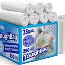 30-33 Gallon Clear Trash Bags Heavy Duty (250 COUNT) - Clear Recycling Garbage Bags 30+ Gallon, 32 Gallon - Made in USA