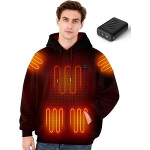 Heated Hoodie for Men Women with 20000mAh Battery Pack,9 Heating Zones,3 Temperature Settings,Unisex Pullover Heated Sweatshirt,Ideal for Winter Outdoor Activities/Daily Office Wear,X-Large