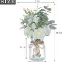 Faux Flowers with Vase,Artificial Silk Roses in Vase, Fake Plant Eucalyptus Flower Arrangement for Home Office Farmhouse Bathroom Dining Table Centerpiece Decorations Coffee Table Decor (White)