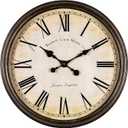 Bernhard Products Large Decorative Wall Clock 20 Inch Silent Non Ticking Battery Operated Quartz Vintage Stylish with Rustic Dark Brown Rim for Home Living/Dining Room Kitchen & Over Fireplace, Rustic Brown