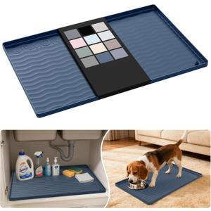 URMONA Waterproof Silicone Under Sink Mat 22'' x 14'' Shelf Liner for Kitchen and Bathroom, Cabinet and Counter Protector, Storage and Organizers, Litter Mat, Pet Cat Puppy Essentials(Dark Grey)